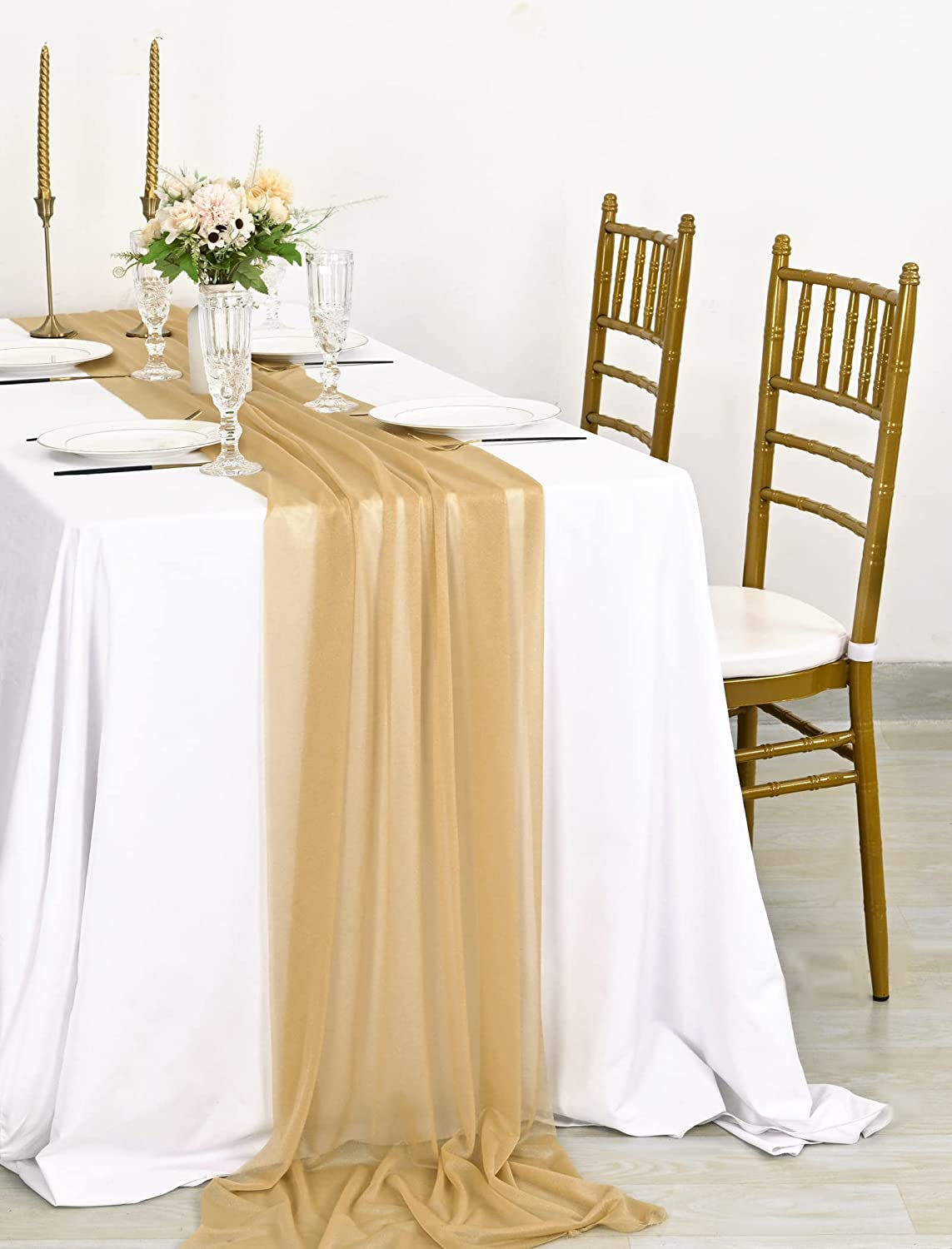 Table Runner - Gold Chiffon - 10 Ft