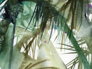 Watercolor Green Palm Trees