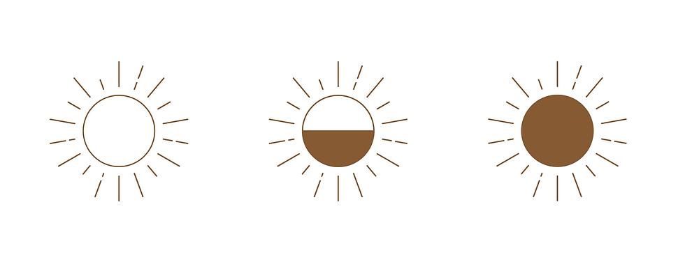 rise skin studio brand icon showing three stylized suns