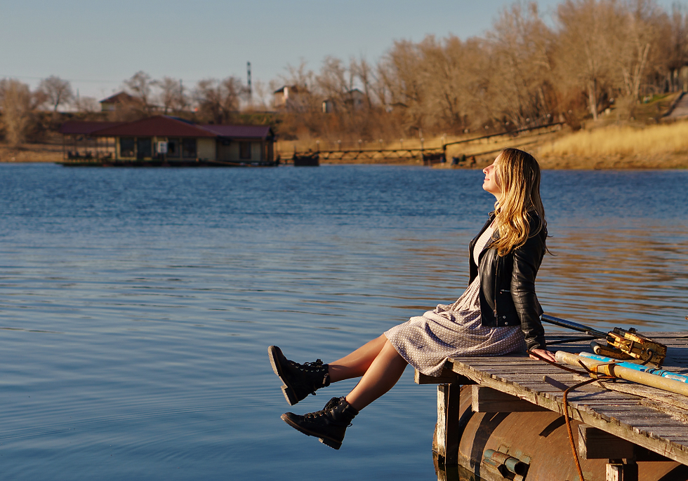woman at lake