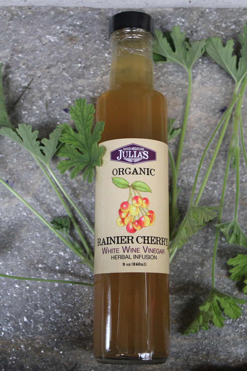 Jule's Organic Rainier Cherry White Wine Vinegar herbal infusion