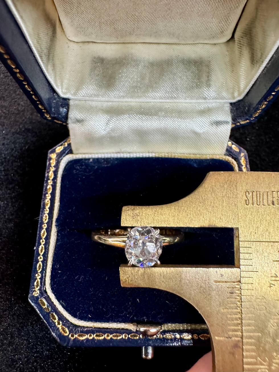 Thumbnail: Estate Mine Cut Diamond Engagement Ring