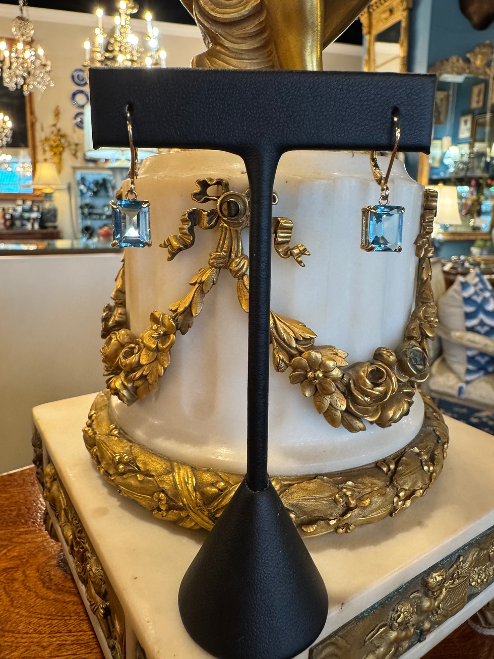 Thumbnail: 18k Gold Blue Topaz Earrings