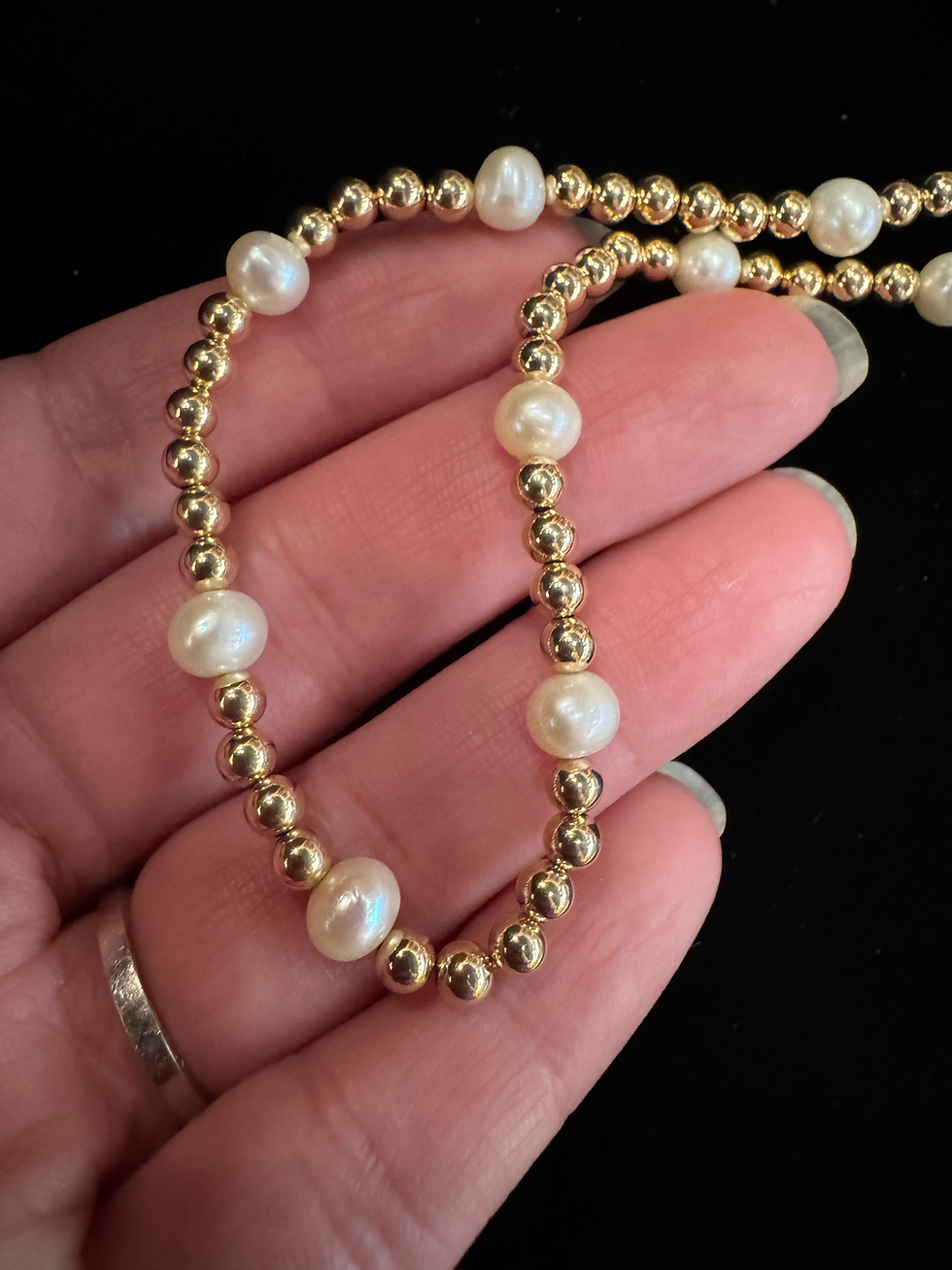 Thumbnail: Gold filled and freshwater pearl necklace  