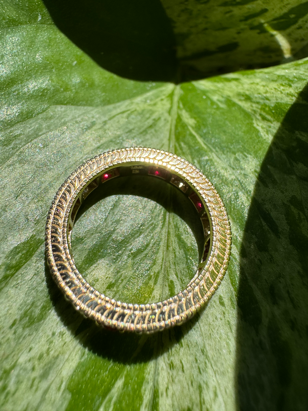 Thumbnail: Custom Design by Frances 14k Yellow Gold Ruby & Diamond Band