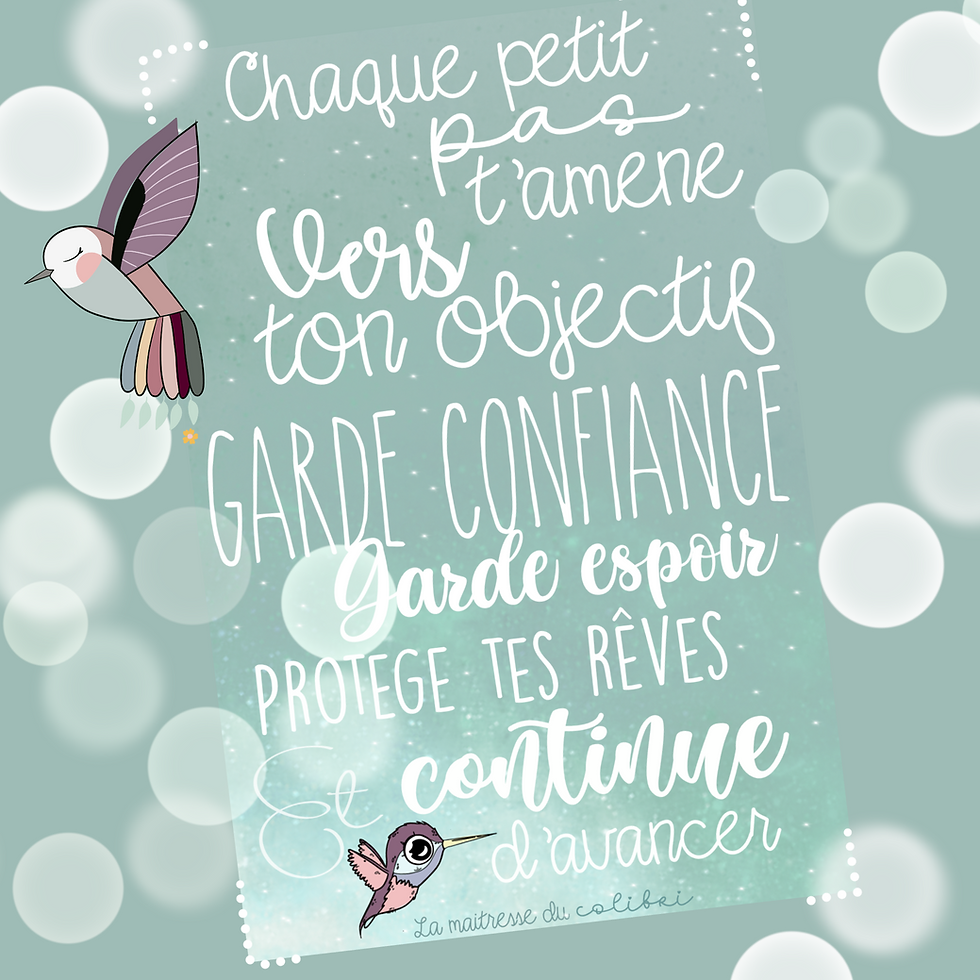 carte vision board pensée positive / carte fin d'année