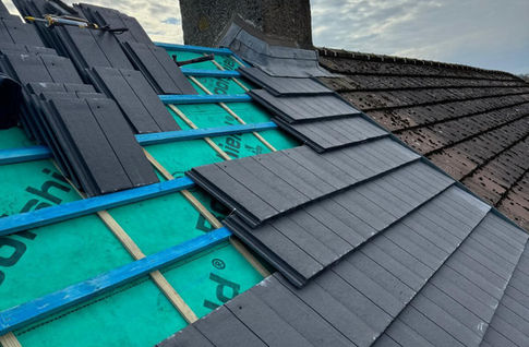 close up of tile roof