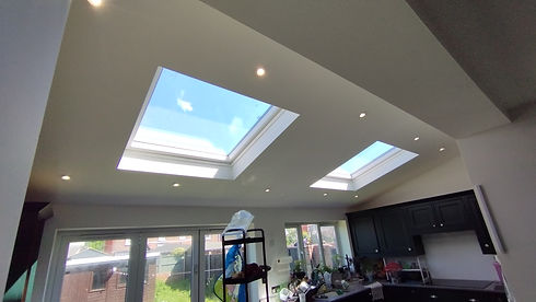 Spot lights installed in roof of extension in kitchen 