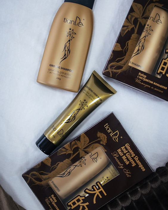 TianDe hair products in gold packaging