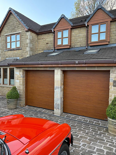 Professionally repaired garage door at a residential property