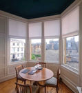 white blinds in traditional bay window 