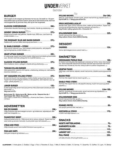 Retaurantmenty på Underverket 2026