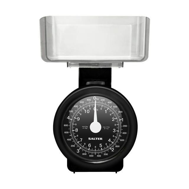 Salter Compact Mechanical Kitchen Scales, 5kg Capacity Black