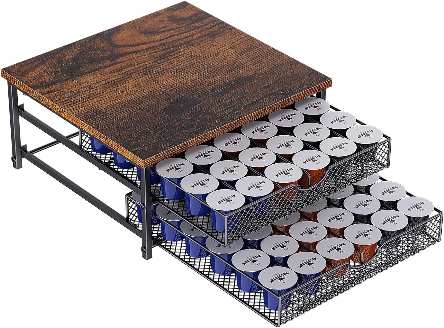 Nespresso 2-Tier Wooden Finish Coffee Pod Drawer Holder