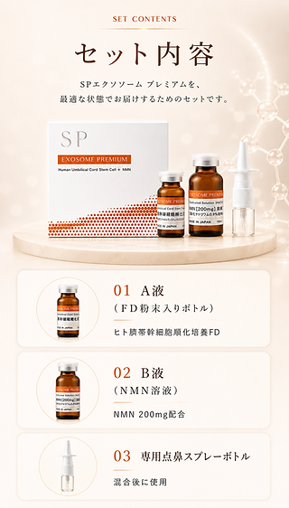 SP Exosome｜ヒト臍帯由来エクソソーム × NMN・NAD+ 点鼻ケア