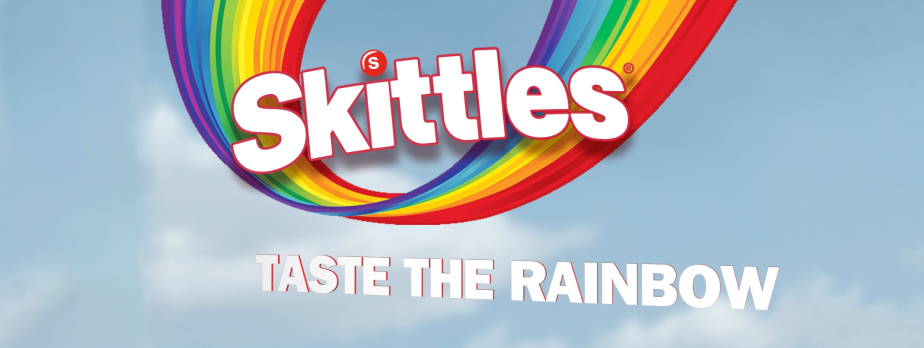 Skittles slogan, taste the rainbow