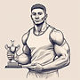 a sketch of an athlete holding 1st place prize.jpg