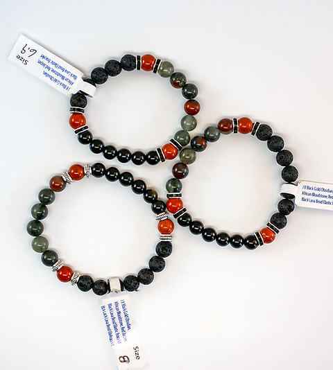 J 8 African Bloodstone Black Obsidian with Gold Highlights Red