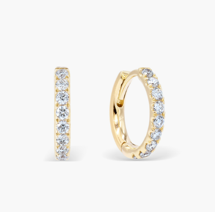 Petite Diamond Huggie Hoops - innaya jewelry by himani shah - hong kong jewelry shop