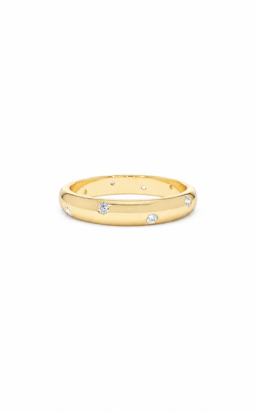 Dome Shaped 18k Gold & Channel Set Diamonds Statement Ring