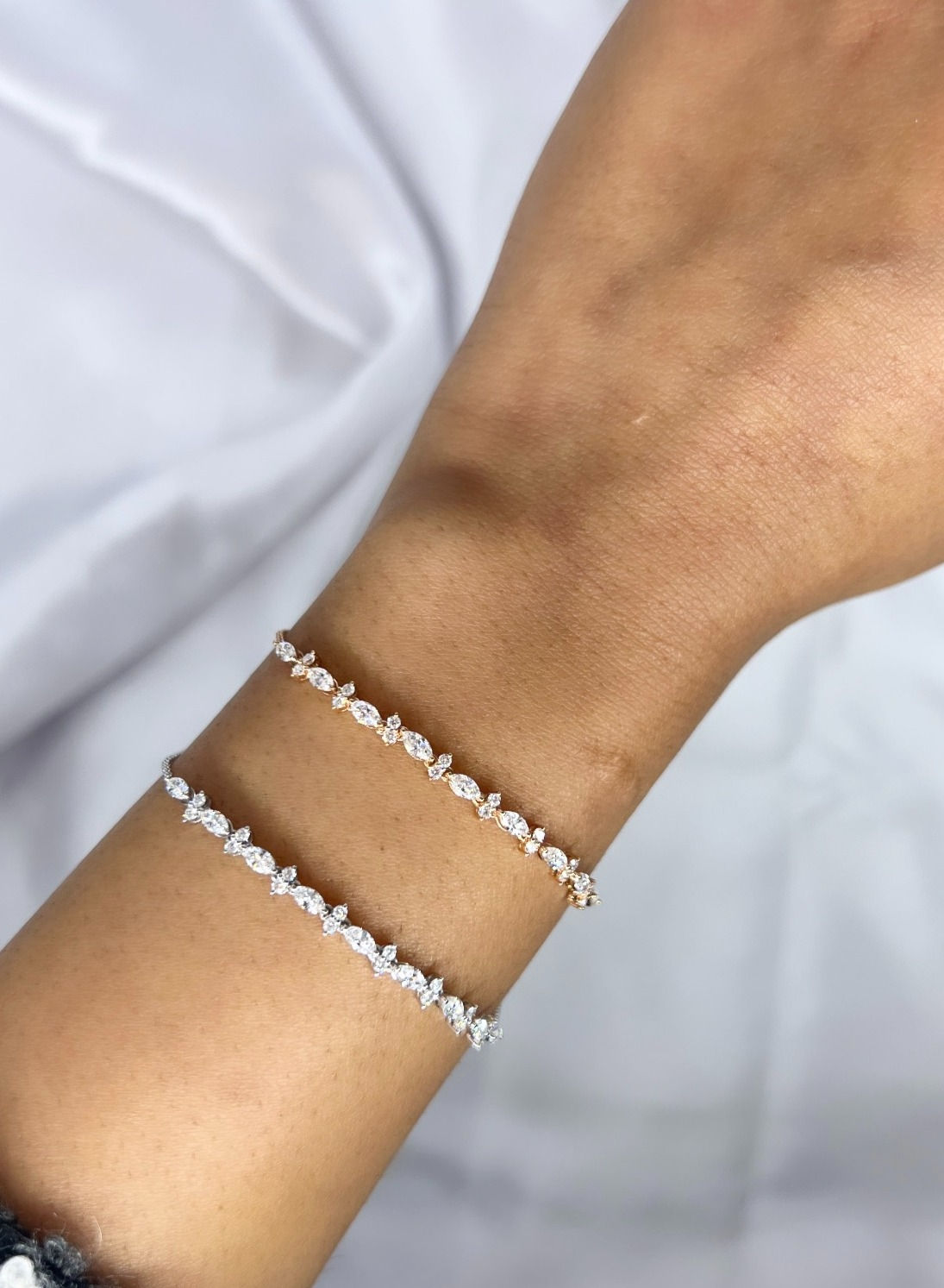 Marquise and Round Natural Diamond Bracelet Innaya Jewelry by Himani Shah - Hong Kong jewellery shop