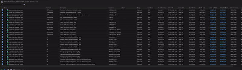 editing on set - scrolling log premiere pro project