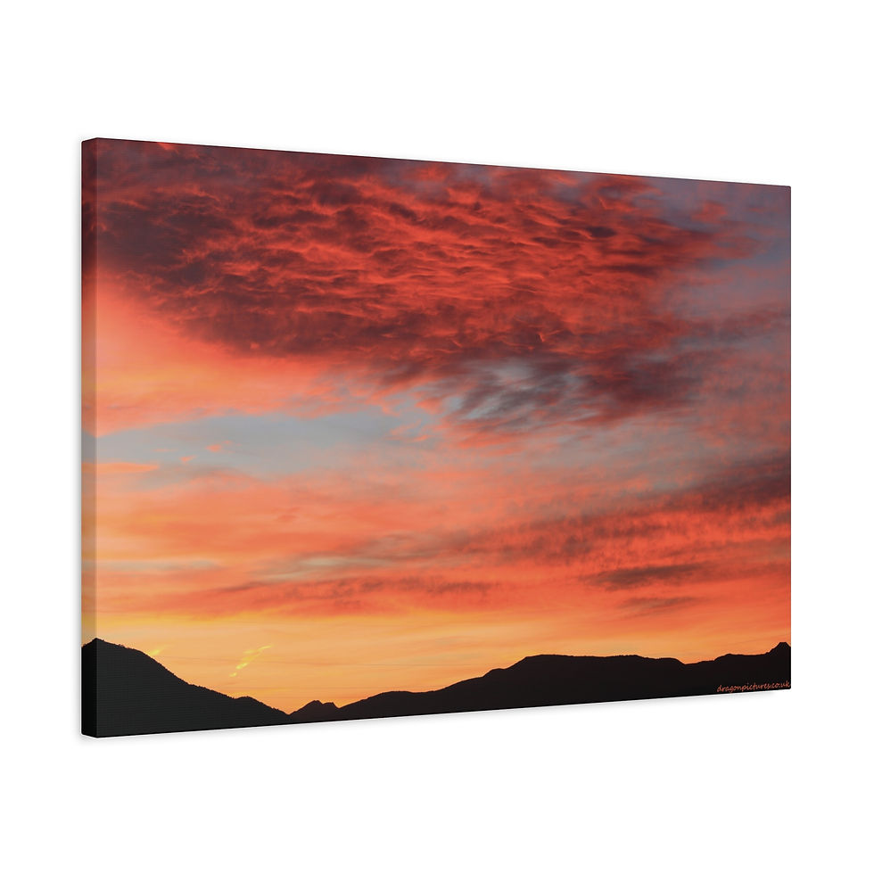 Thumbnail: Fire In The Sky 040 | Sunset Canvas Print | 24"x16" | 30"x20" |