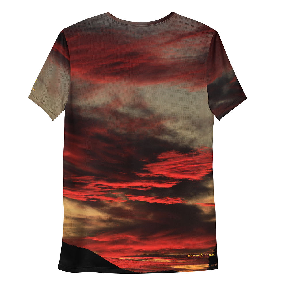 Thumbnail: Fire In The Sky 003 Crimson Brush Strokes- All-Over Print Men's Athletic T-shirt