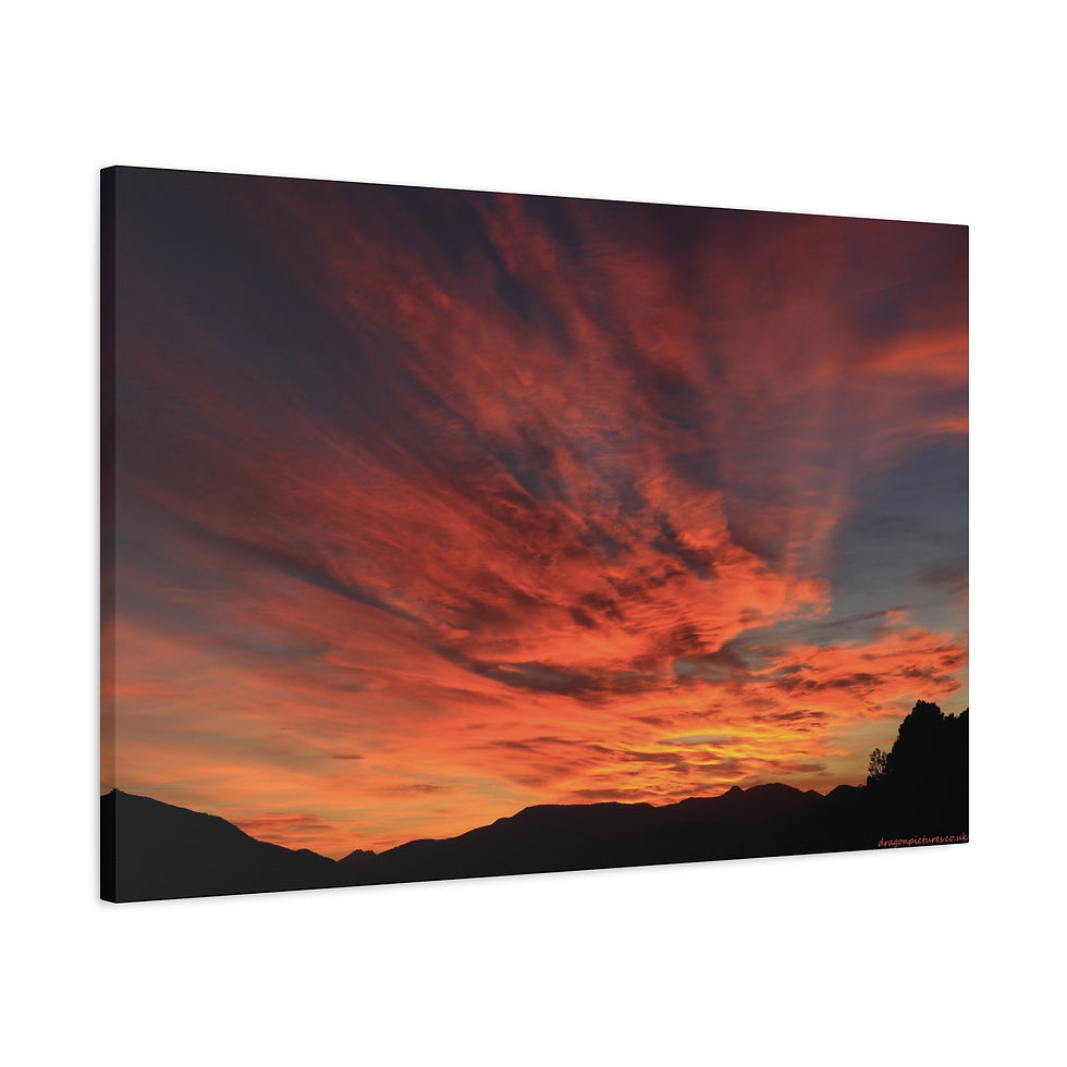 Thumbnail: Fire In The Sky 019B | Sunset Canvas Print | 36"x24" |