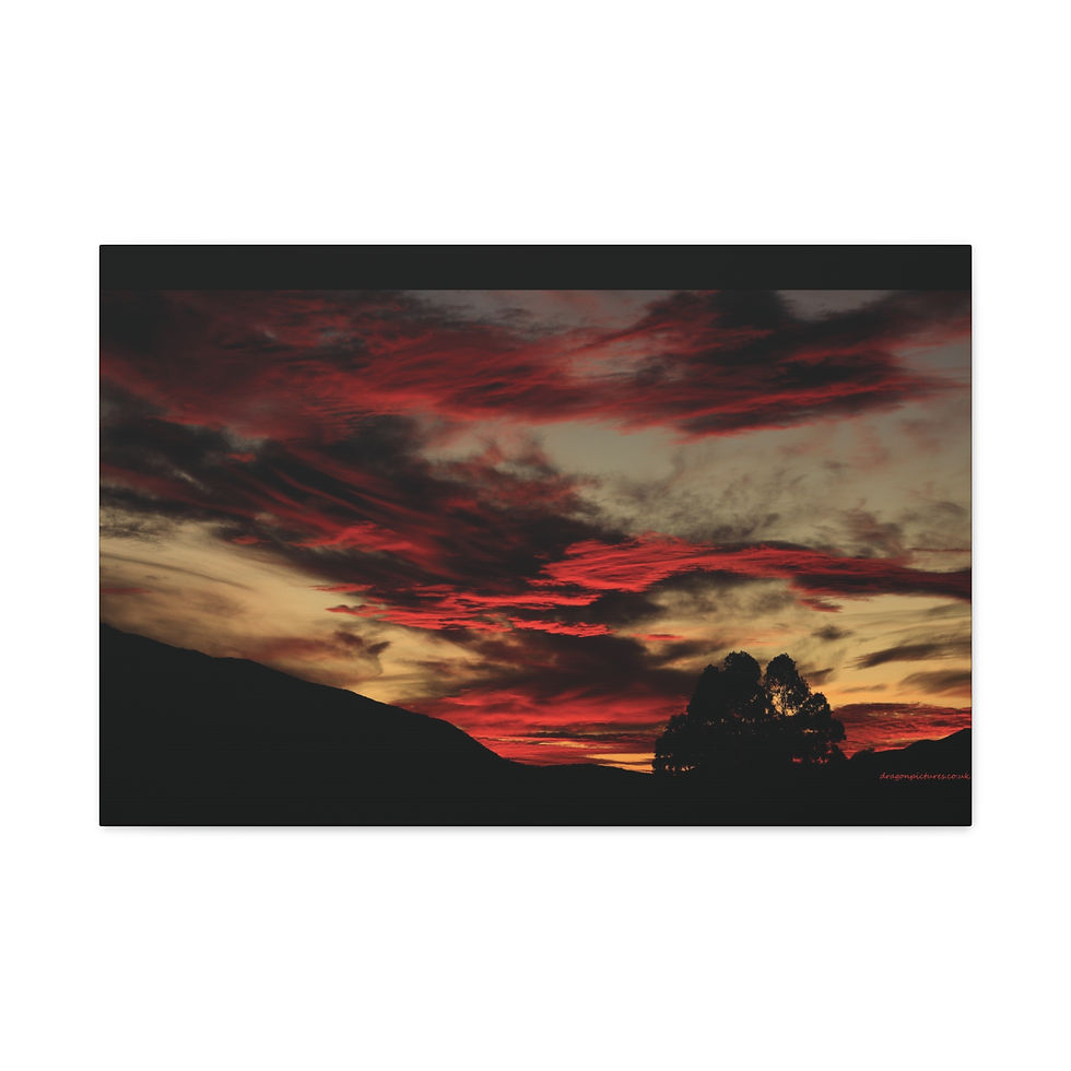 Thumbnail: Fire In The Sky 003 Crimson Brush Strokes | Canvas Print | 24"x16" | 30"x20" |