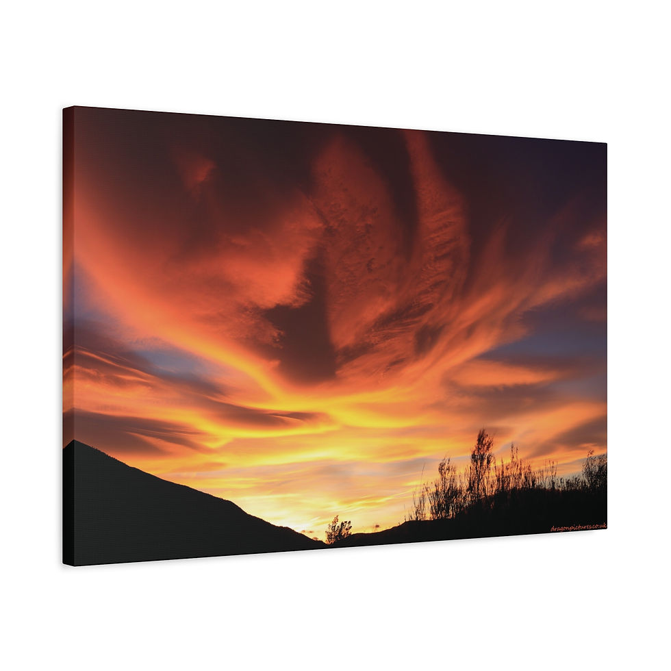 Thumbnail: Fire In The Sky 001 Helios | Sunset Canvas Print | 24"x16" | 30"x20" |
