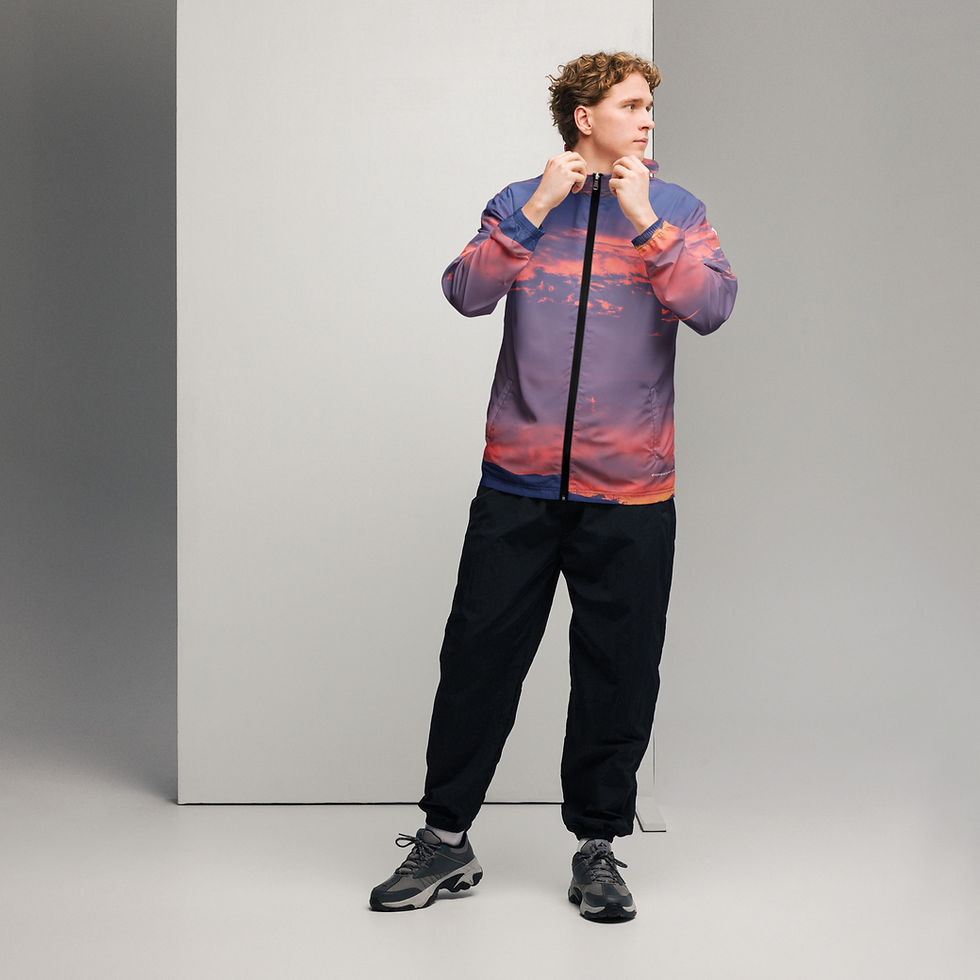 Thumbnail: Fire In The Sky 049 Image Wrapped - All-Over Print Men’s Windbreaker