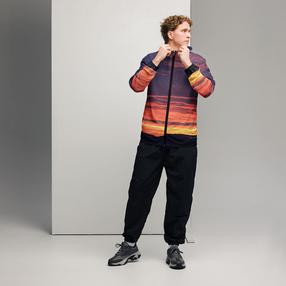 Thumbnail: Fire In The Sky 096/038 - All-Over Print Men’s Windbreaker