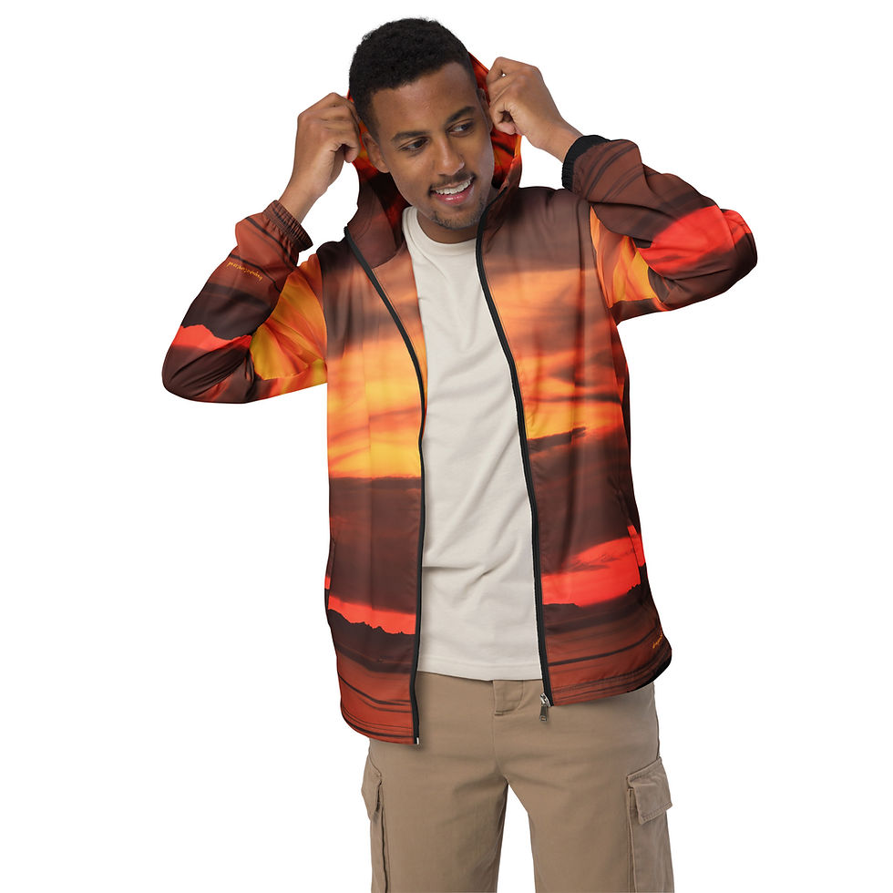 Thumbnail: Fire In The Sky 085 Image Wrapped - All-Over Print Men’s Windbreaker