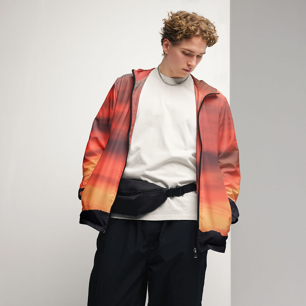 Thumbnail: Fire In The Sky 039 - All-Over Print Men’s Windbreaker