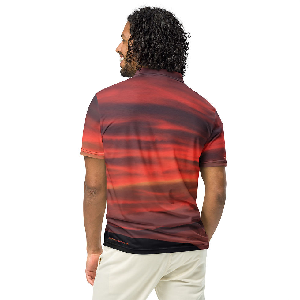Thumbnail: Fire In The Sky 083 - All-Over Print Men’s Slim Fit Polo