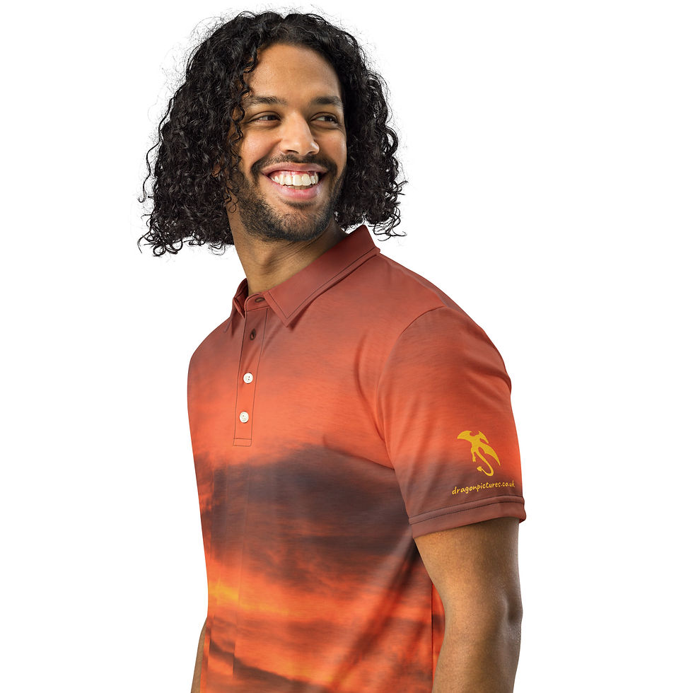 Thumbnail: Fire In The Sky 052 - All-Over Print Men’s Slim Fit Polo