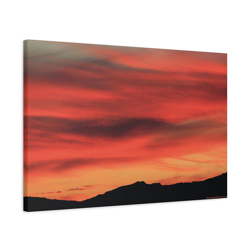 Thumbnail: Fire In The Sky 039 | Sunset Canvas Print | 24"x16" | 30"x20" |