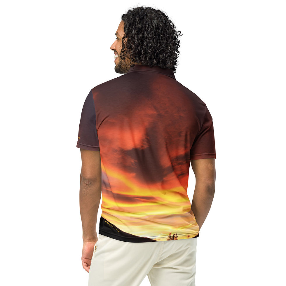Thumbnail: Fire In The Sky 001 Helios - All-Over Print Men’s Slim Fit Polo