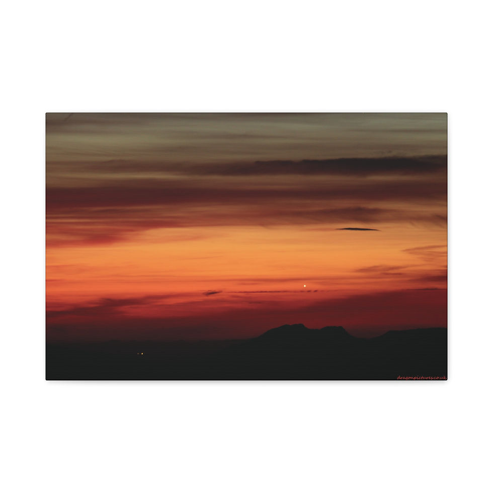 Thumbnail: Fire In The Sky 063 - Mercury | Sunset Canvas Print | 24"x16" | 30"x20" |