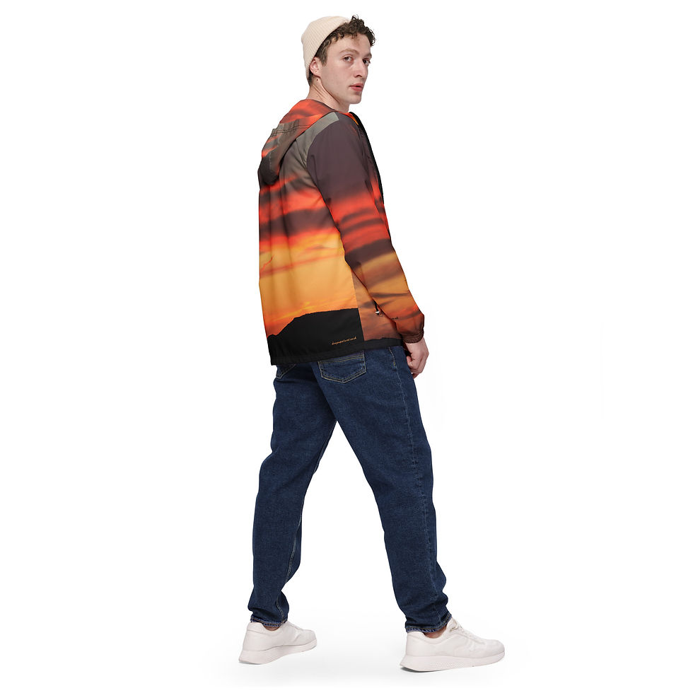 Thumbnail: Fire In The Sky 082 - Image Wrapped - All-Over Print Men’s Windbreaker