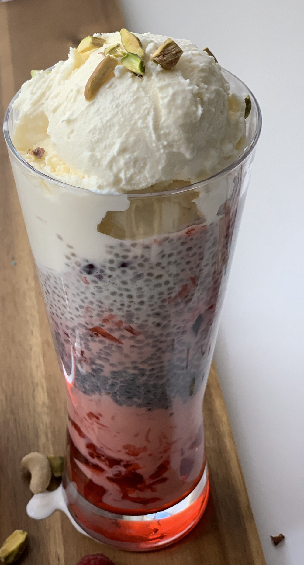 POMEGRANATE, VANILLA CHIA SEED PUDDING, AND BASIL SEED FALOODA!https
