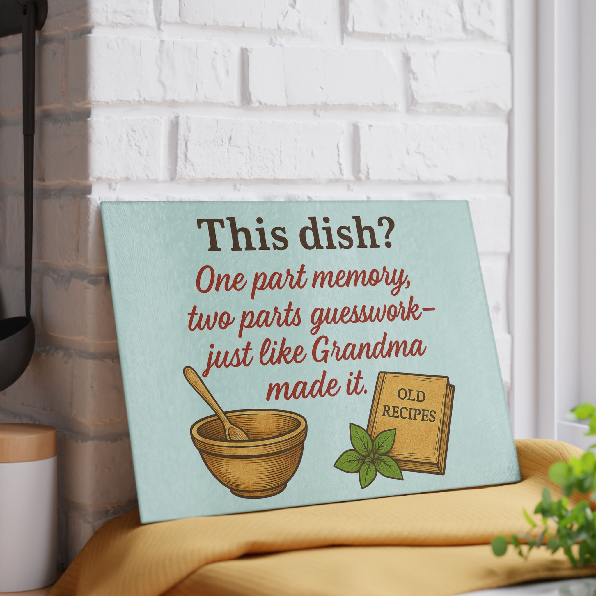 Grandma's Recipe Glass Cutting Board - Nostalgic Kitchen Decor