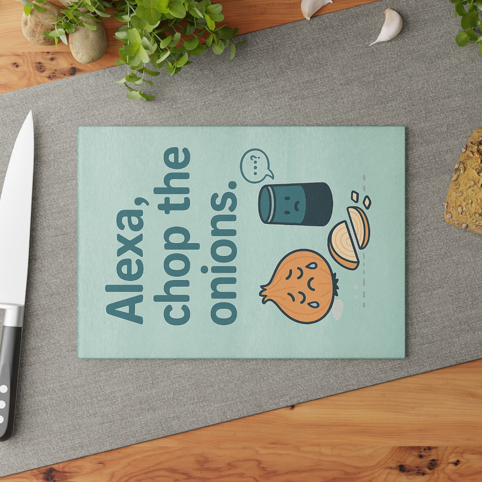 Thumbnail: Funny Glass Cutting Board - "Alexa, Chop The Onions" Kitchen Gift