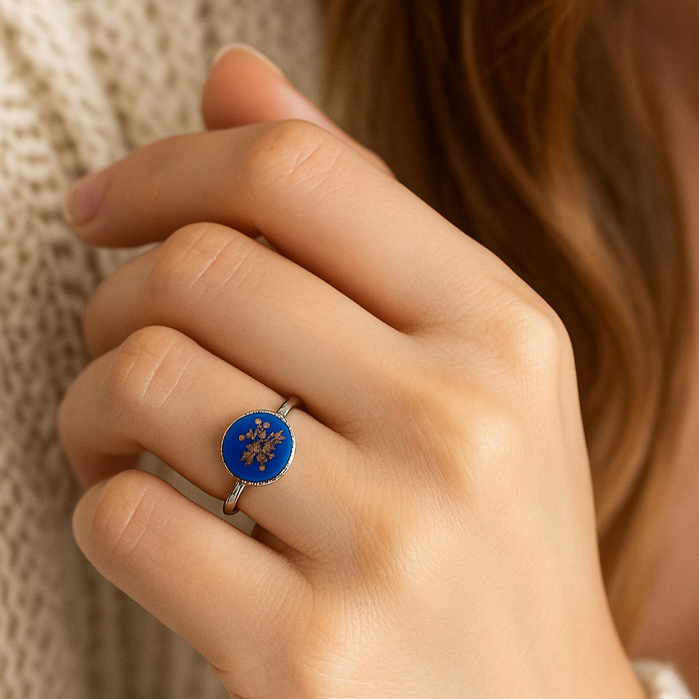 Epoksi Gerçek Çiçek Ayarlanabilir Yüzük - Viola Flora