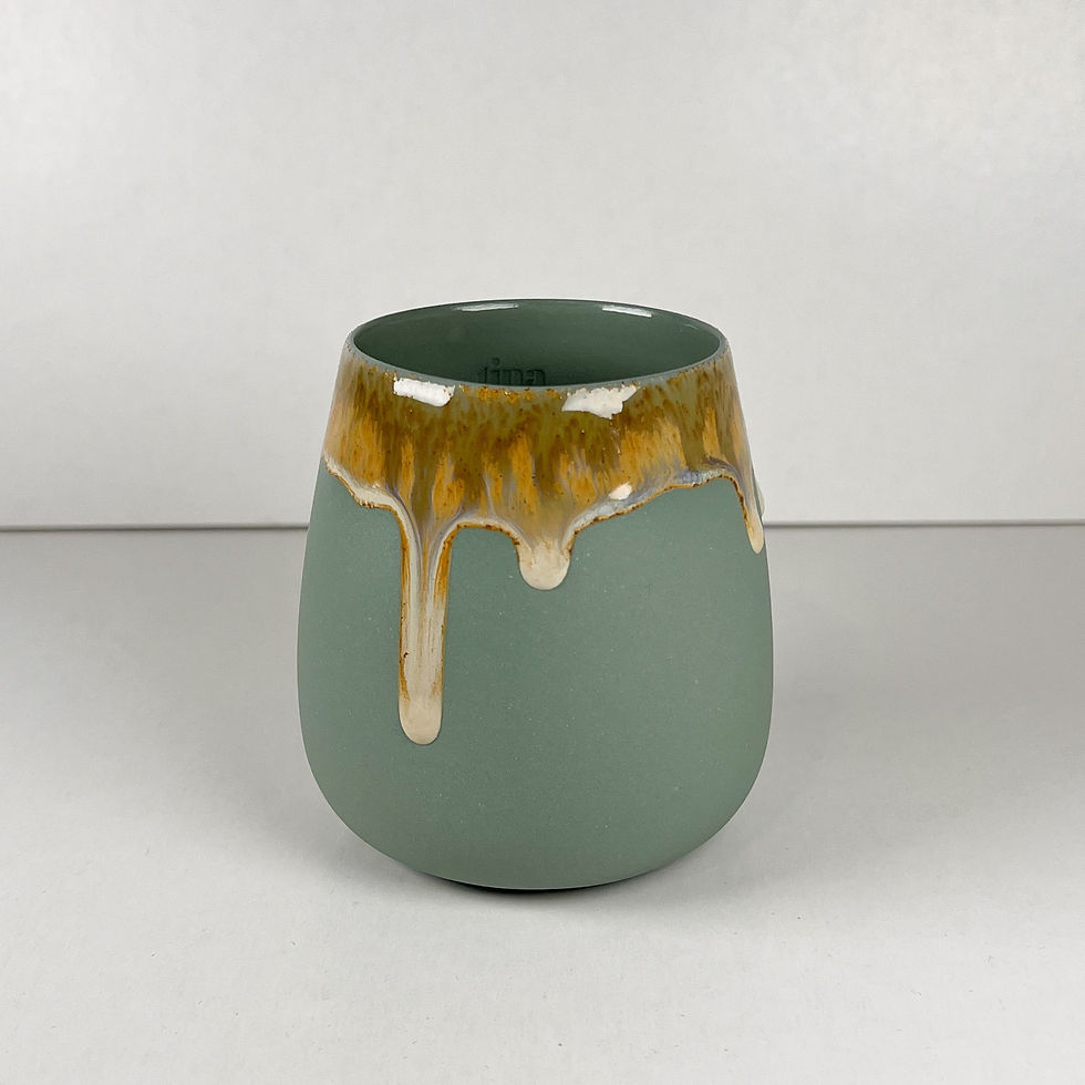 Plump Smoke Green Creamy Bardak - Tina Art Design