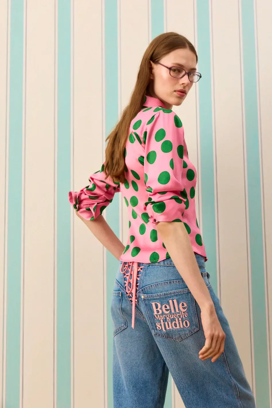 Küçük resim: Candy Dot İpek Gömlek - Belle Marguerite Studio