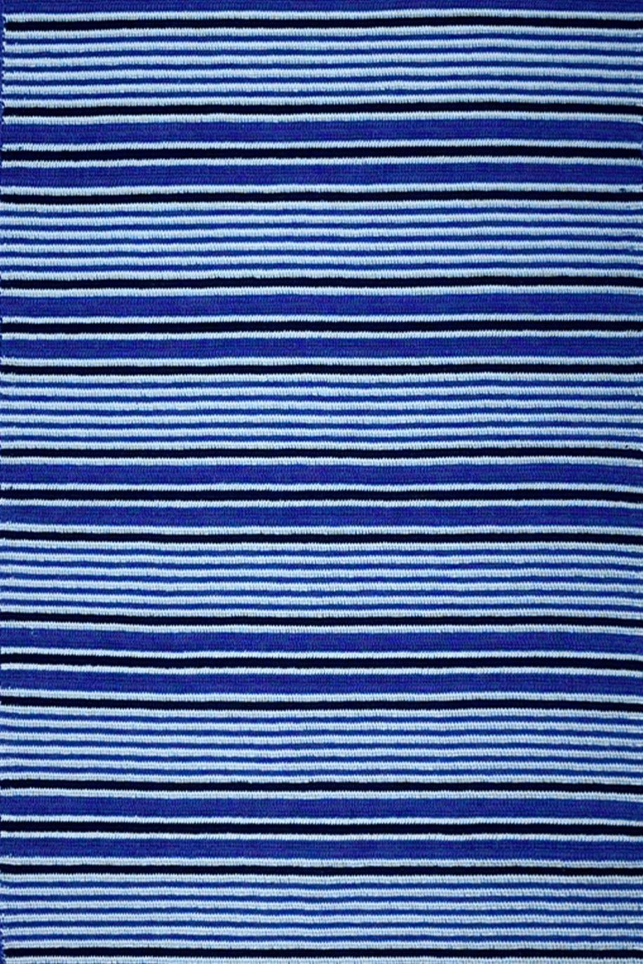 Saks Mavi Lacivert Multi Stripes El İşi Dantel Runner - OHM Handmade