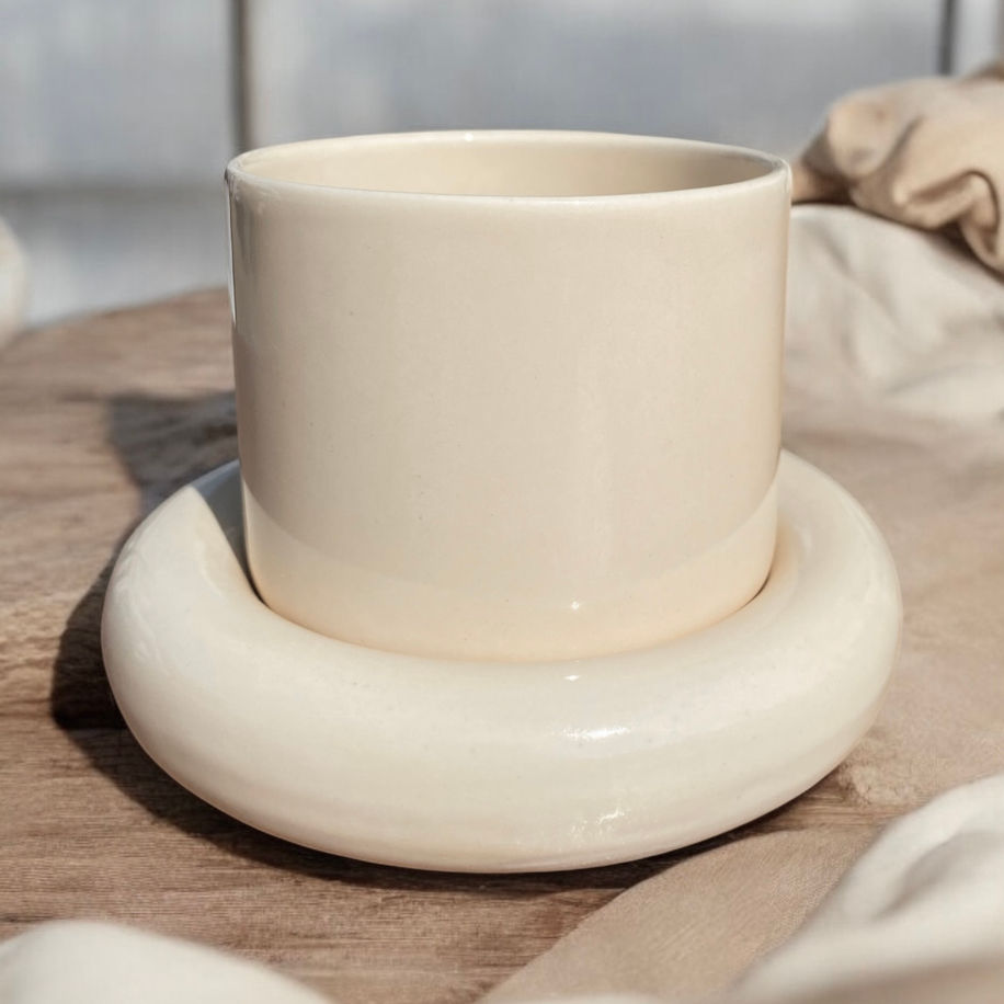 Küçük resim: Beige Bubble Bardak - Pel's Ceramic Studio