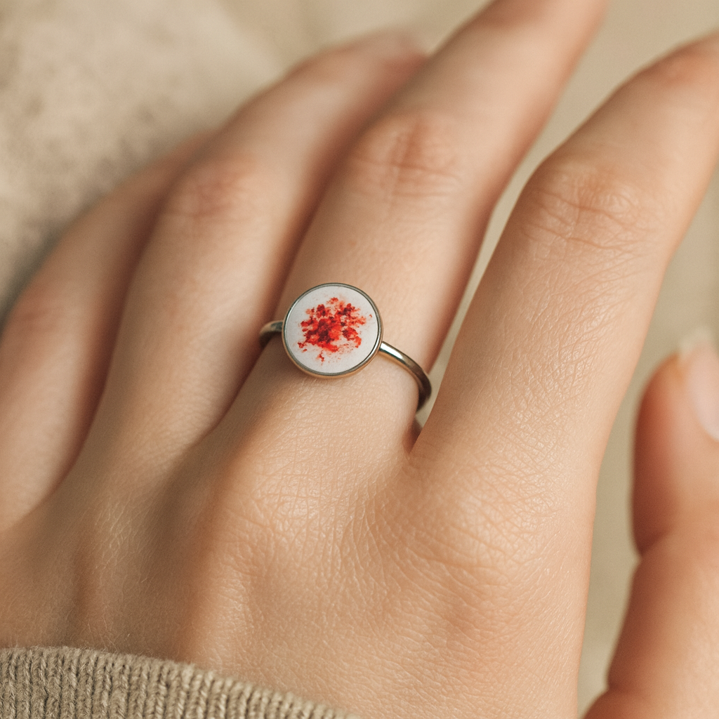 Epoksi Gerçek Çiçek Ayarlanabilir Yüzük - Viola Flora